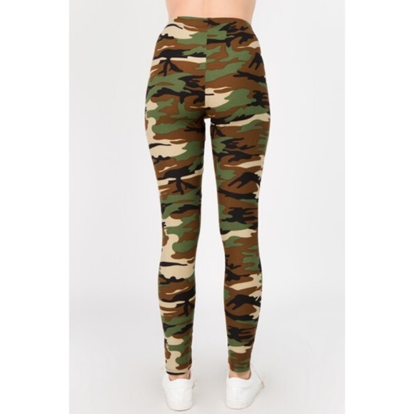 Full Length Stretch Army Camo Print Leggings Pants - Picture 4 of 7
